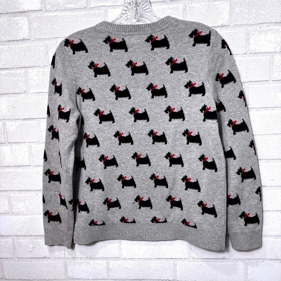 Charter Club Scottie Dog Sweater Petite M Gray Novelty Knit Preppy Classic Dogs - Picture 2 of 9